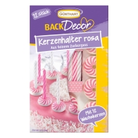 15 pcs Sugar candle holders with candles, white-pink