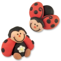 48 pcs Sitting & flat sugar ladybirds