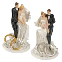 2 pcs Polyresin wedding couple top with rings