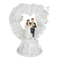 1 pcs Bride and groom, heart shaped tulle