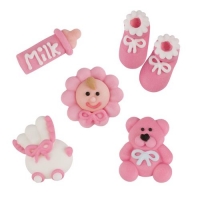 96 pcs Sugar christening set, pink