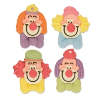 60 pcs Small sugar Clowns faces, flat