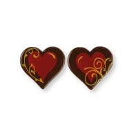 160 pcs Hearts, dark chocolate, red, assorted