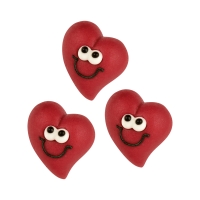 48 pcs Marzipan heart faces, red