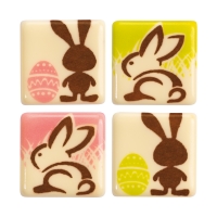 96 pcs Squares bunnies, white chocolate, assorted