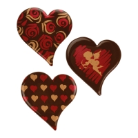 96 pcs Hearts, dark chocolate, assorted