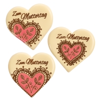 30 pcs Heart  Zum Muttertag , white chocolate, assorted