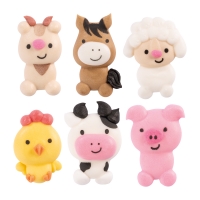 72 pcs Sugar farm animals, flat, assorted