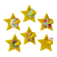 60 pcs Marzipan stars with sugar decoration, assorted