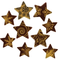 136 pcs Christmas stars gold, dark chocolate, big and small