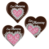 30 pcs Heart Zum Muttertag , dark chocolate