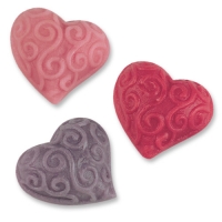 72 pcs Marzipan hearts with relief, assorted