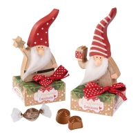 Wooden Santa on box, asstd.