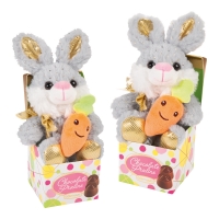 Plush bunny on box, asstd.