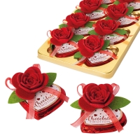 16 pcs Praline heart with felt rose