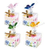 12 pcs Crystal glass butterfly on box, assorted