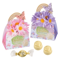 16 pcs Praline gift bag with flower bouquet, assorted