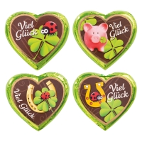 40 pcs Large chocolate heart  Good Luck . assorted