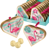 16 pcs Heart praline gift Flamingo, with chocolate pralines