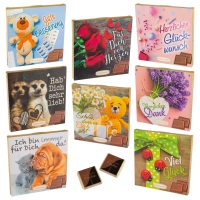 16 pcs Choco praline box with emotion sayings, assorted