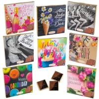 16 pcs Choco praline box with sayings   Birthday  , assorted