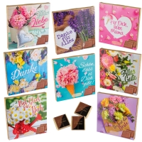 16 pcs Choco praline box with sayings   Flowers  , assorted