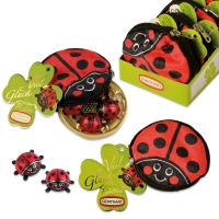 16 pcs Plush pouch ladybird filled with chocolate ladybirds