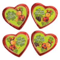 40 pcs Chocolate hearts large with ladybird motives
