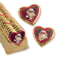 40 pcs Praline heart with nostalgic Santa motives