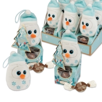 12 pcs Plush snowman on box, filled with pralines