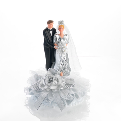 1 pcs Silver wedding couple, porcelain 