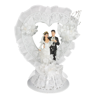 1 pcs Bride and groom, heart shaped tulle 