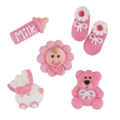 96 pcs Sugar christening set, pink 