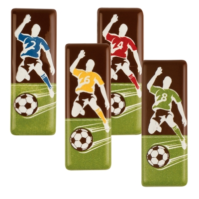 96 pcs Soccer-plaques, dark chocolate, assorted 