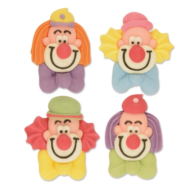 60 pcs Small sugar Clowns faces, flat 