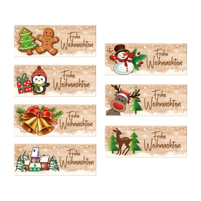 24 pcs Decor plaque  Frohe Weihnachten , assorted 