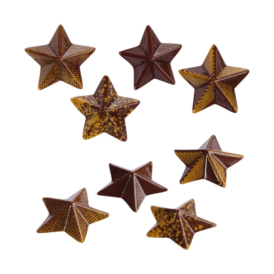 96 pcs Stars 2D, gold, dark chocolate, assorted 