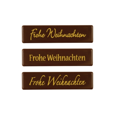 128 pcs Plaque  Frohe Weihnachten , dark chocolate 