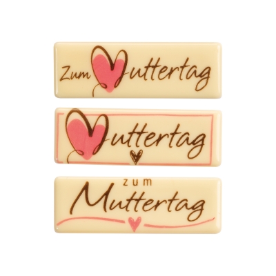 72 pcs Plaques  Zum Muttertag , white chocolate, assorted 