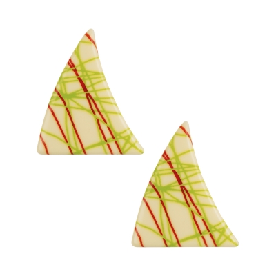 84 pcs Triangles, white chocolate, strips red-green 
