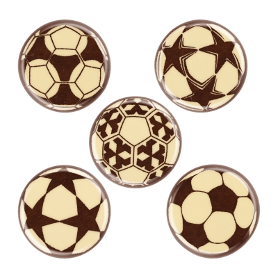 200 pcs Soccer-plaques, white chocolate, assorted 