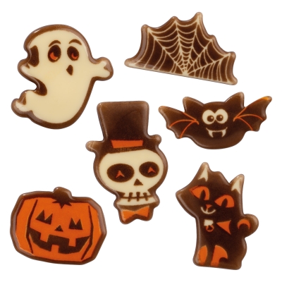 72 pcs Halloween plaques, white chocolate, assorted 