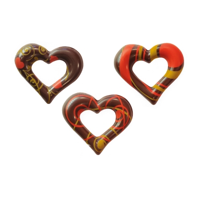 135 pcs Filigree hearts, dark chocolate, asstd. 