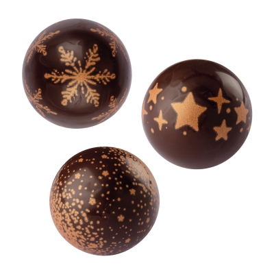 40 pcs Hollow chocolate balls, Christmas, 3D, dark chocolate 