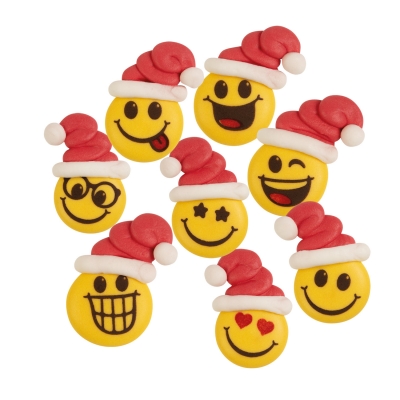 90 pcs Sugar faces with Santa hats 