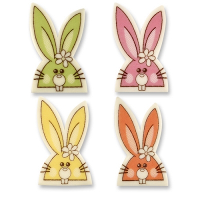 100 pcs Small sugar plaque bunny heads, assorted 