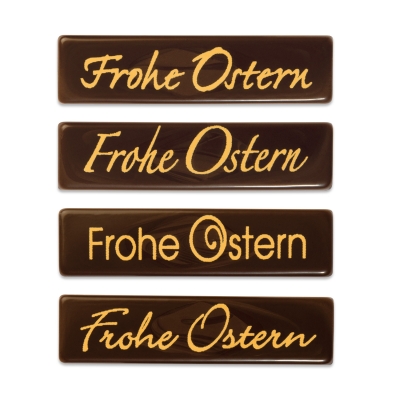 96 pcs Strips  Frohe Ostern , dark chocolate 