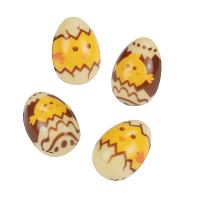 30 pcs Hollow eggs, chick 3D, white chocolate, assorted 