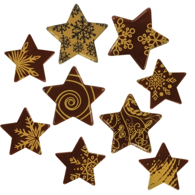 136 pcs Christmas stars gold, dark chocolate, big and small 