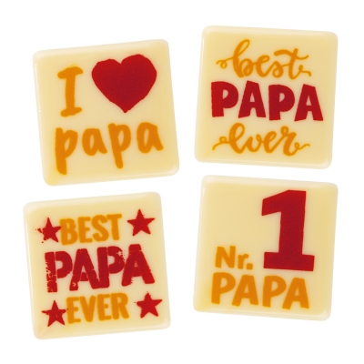 70 pcs Plaque  Papa , white chocolate, asstorted 